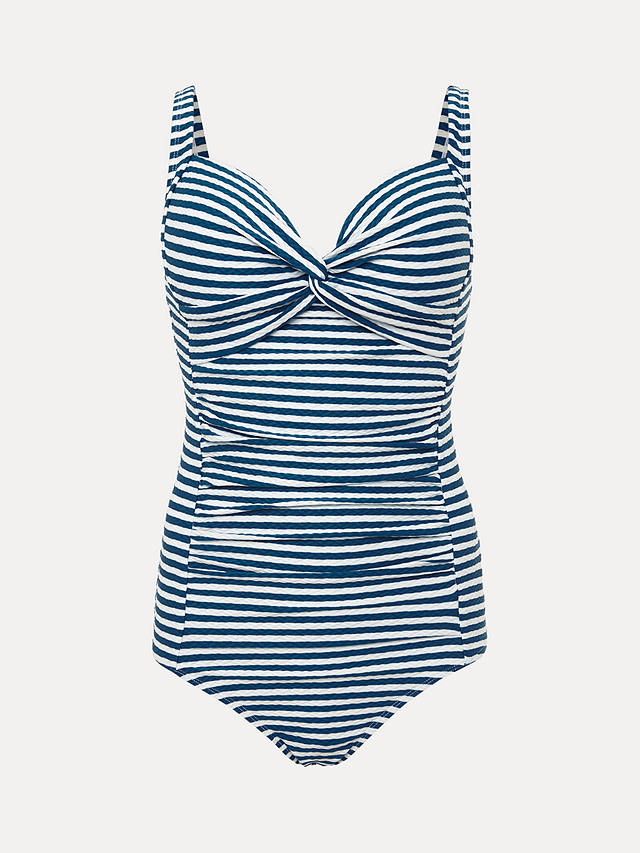 Phase Eight Striped Swimsuit, Petrol/White