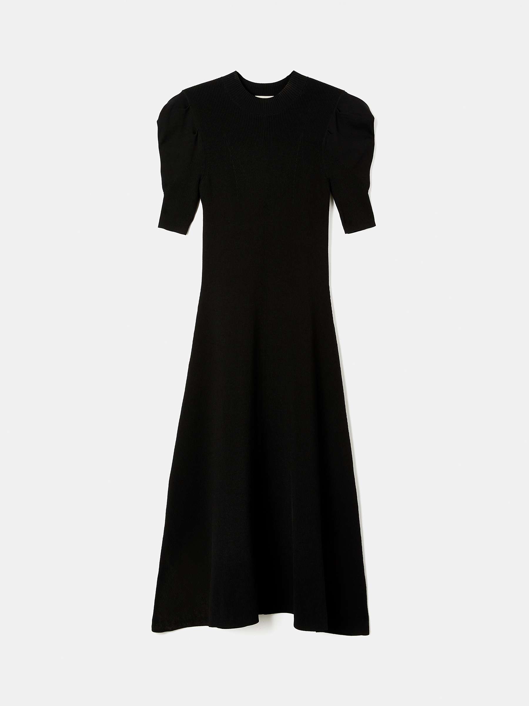 Buy Jigsaw Puff Sleeve Knitted Dress, Black Online at johnlewis.com