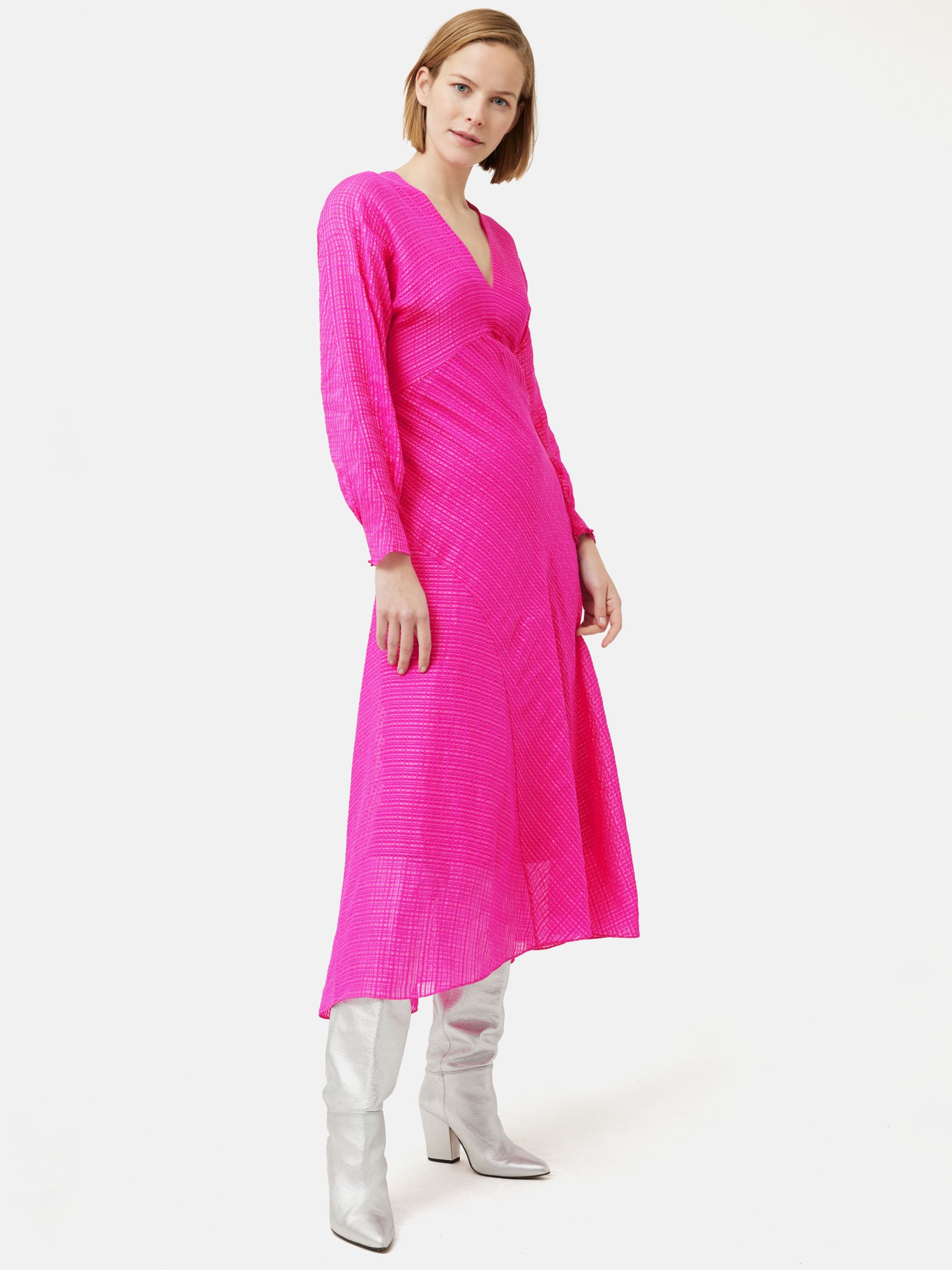Jigsaw Gauze Silk Linen Maxi Dress, Pink