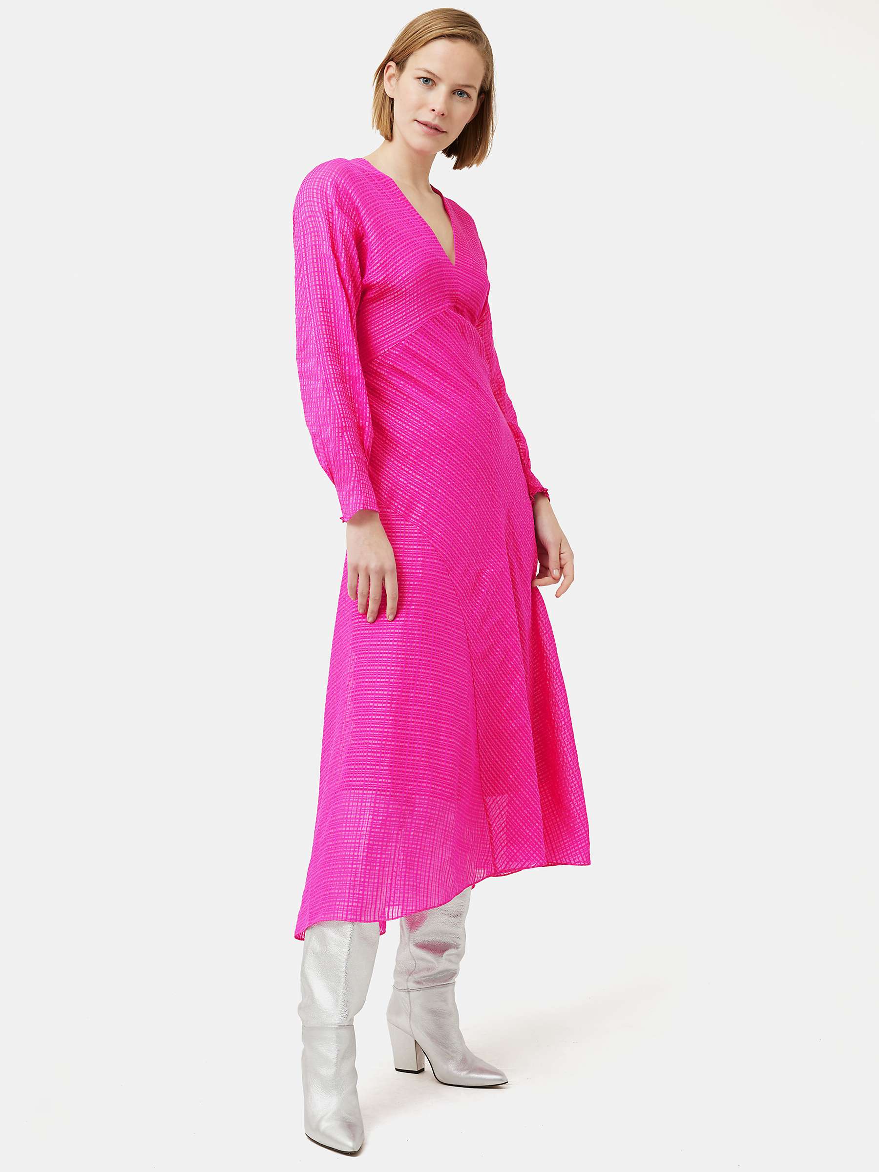 Jigsaw Gauze Silk Linen Maxi Dress, Pink at John Lewis & Partners