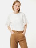 Jigsaw Broderie Anglaise Boxy T-Shirt, White