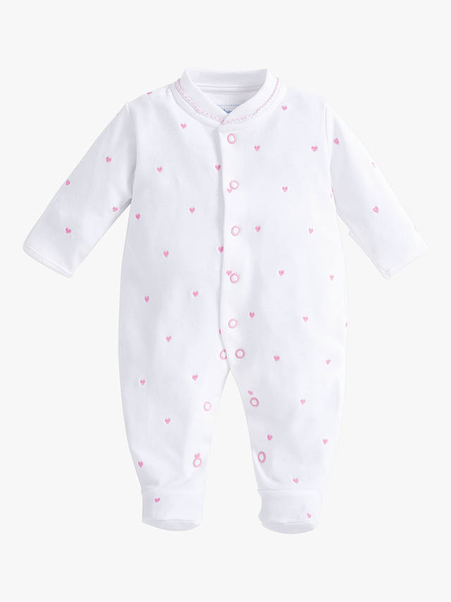 JoJo Maman Bébé Heart Embroidered Sleepsuit, Pink