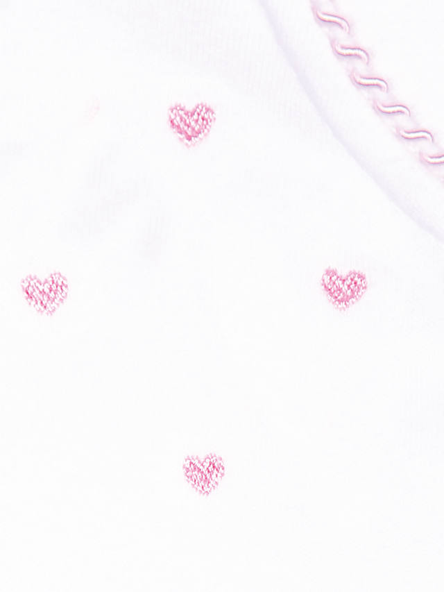 JoJo Maman Bébé Heart Embroidered Sleepsuit, Pink