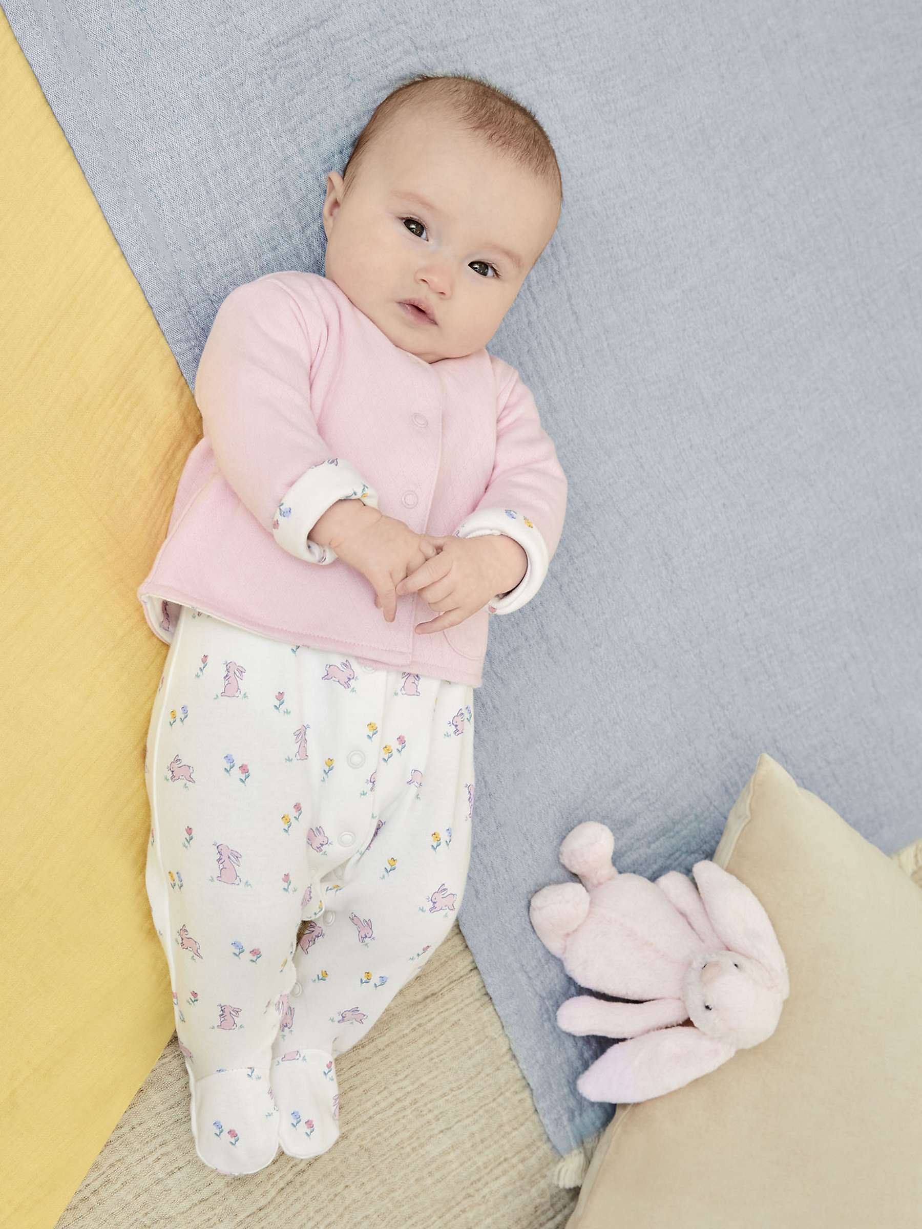 Buy JoJo Maman Bébé 2-Piece Bunny Sleepsuit & Jacket Set, Pink/White Online at johnlewis.com