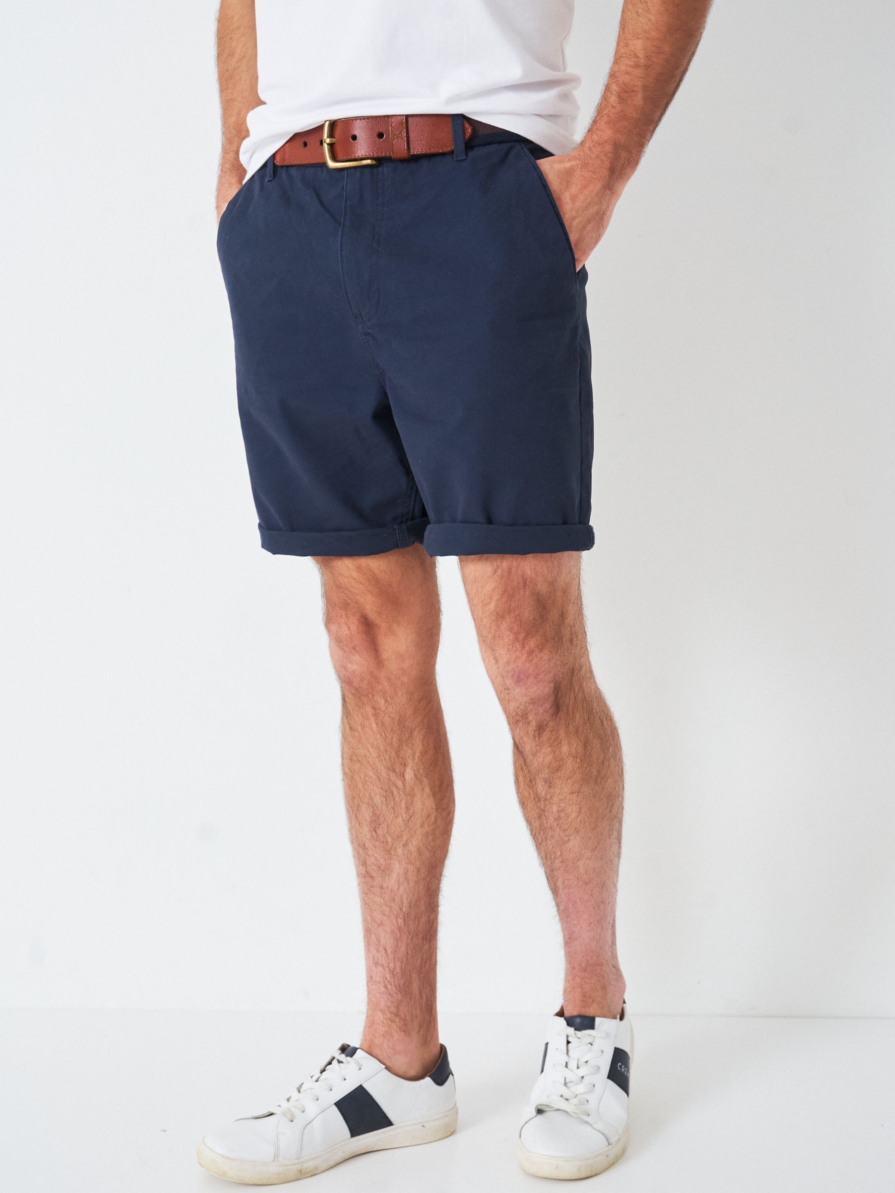 Crew Clothing Bermuda Stretch Chino Shorts, Navy Blue, 38
