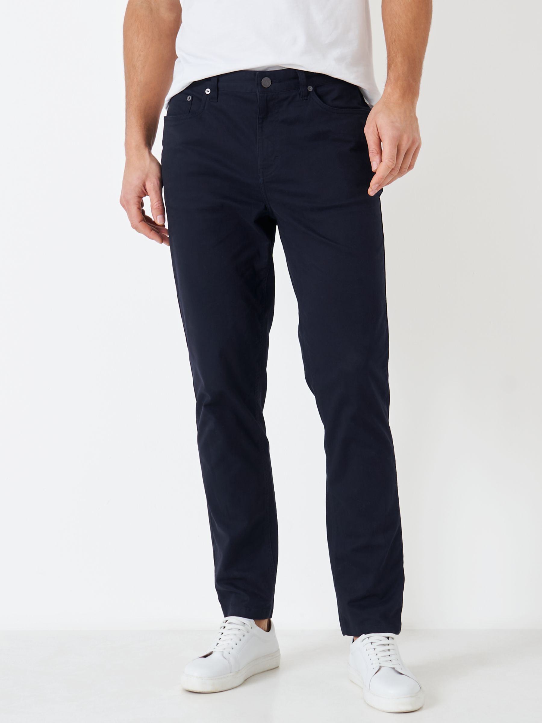Crew Clothing Spencer Slim Fit Trousers, Navy, 32S
