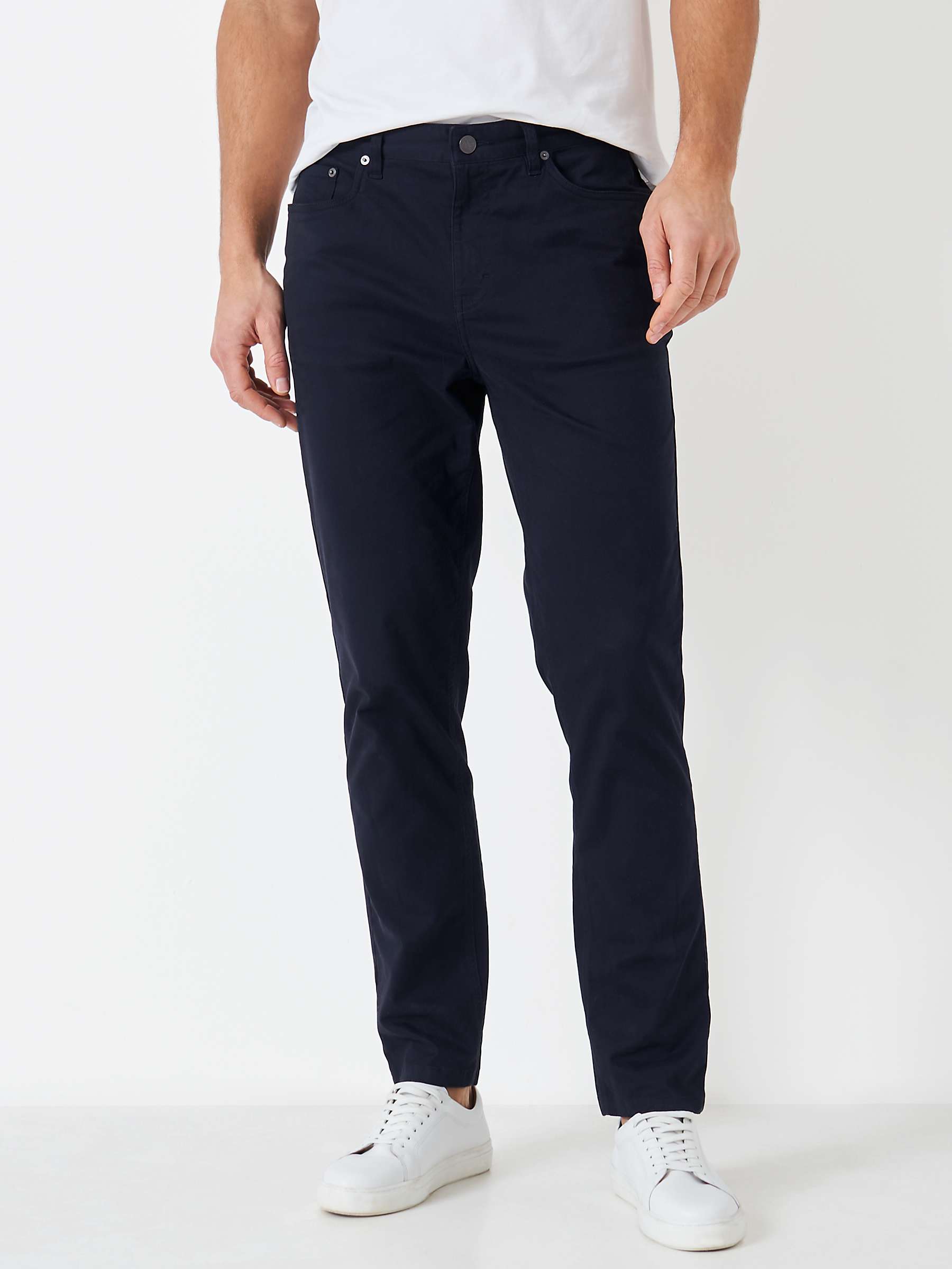 Crew Clothing Spencer Slim Fit Trousers, Navy at John Lewis & Partners