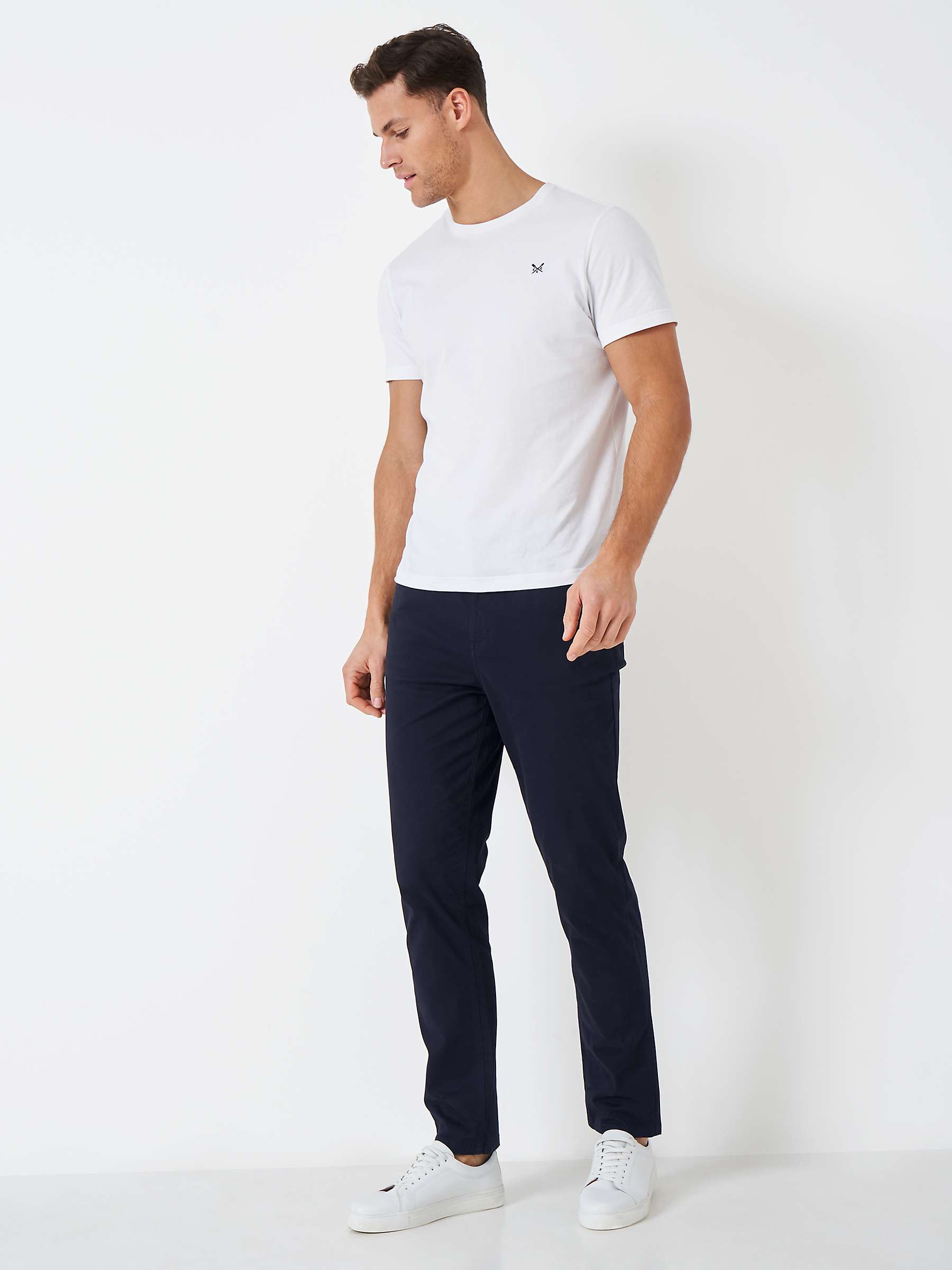 Crew Clothing Spencer Slim Fit Trousers, Navy at John Lewis & Partners