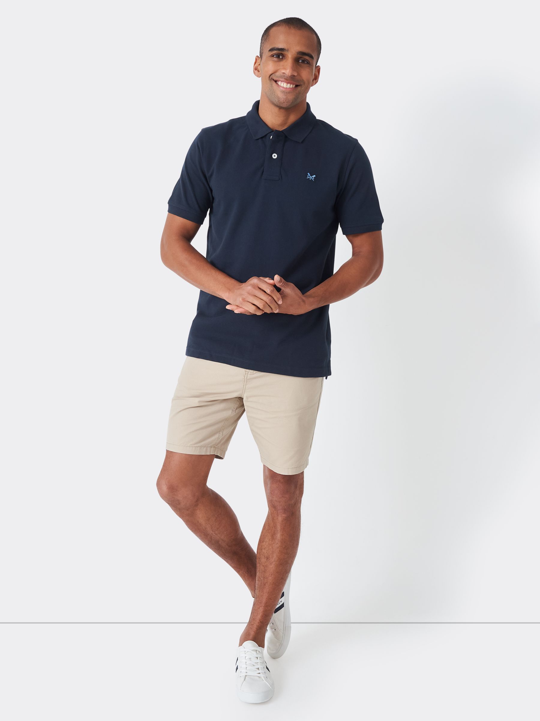 Crew Clothing Ocean Organic Cotton Pique Short Sleeve Polo Top, Navy, XS