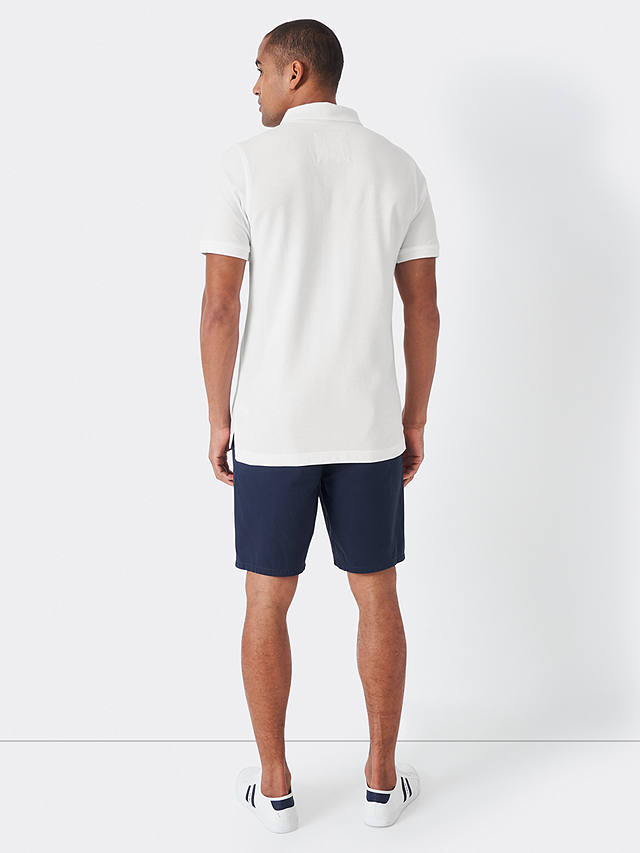 Crew Clothing Ocean Organic Cotton Pique Short Sleeve Polo Top, White