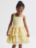 Reiss Kids' Bethany Bow Strap Lace Peplum Dress, Lemon