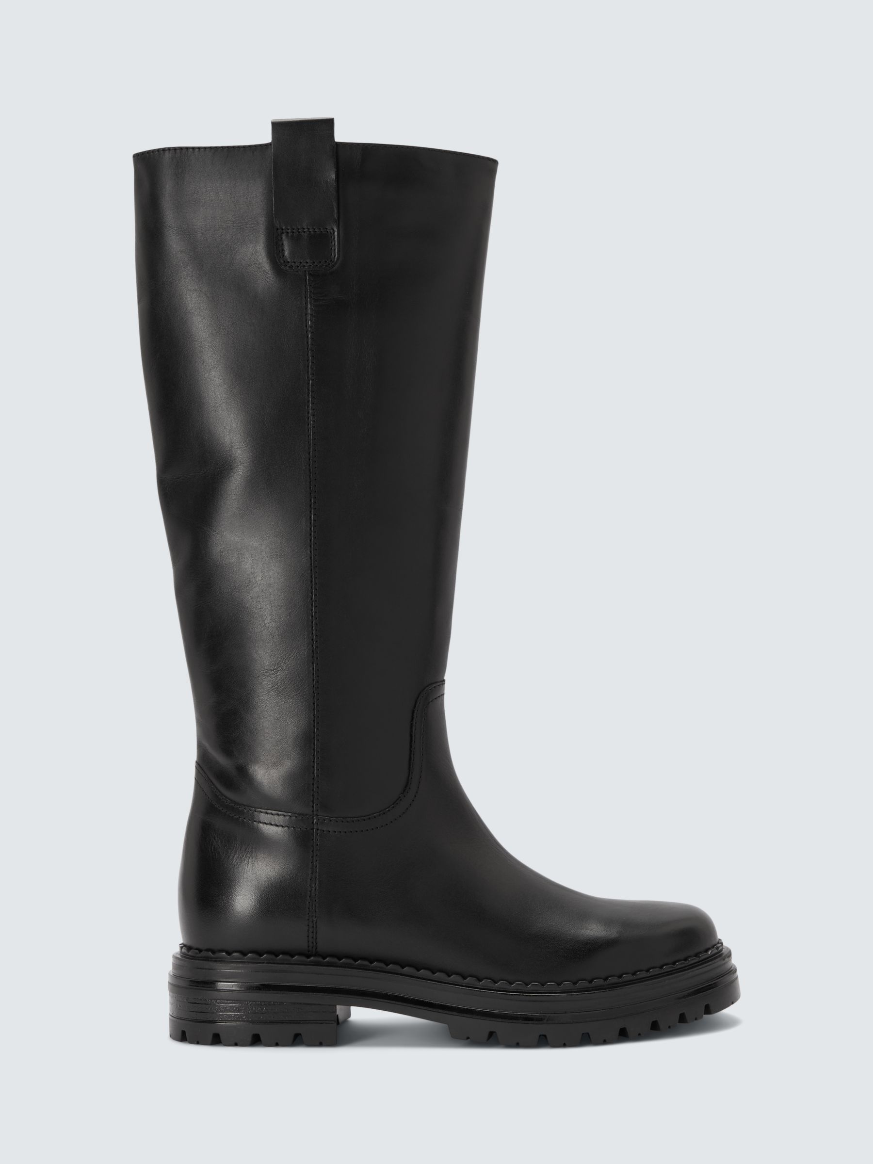 AND/OR Tabie Leather Chunky Sole Knee High Boots, Black at John Lewis ...