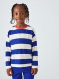 John Lewis ANYDAY Kids' Block Stripe Jersey Top, Blue/Gardenia