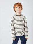 John Lewis ANYDAY Kids' Breton Stripe Long Sleeve Top, Gardenia