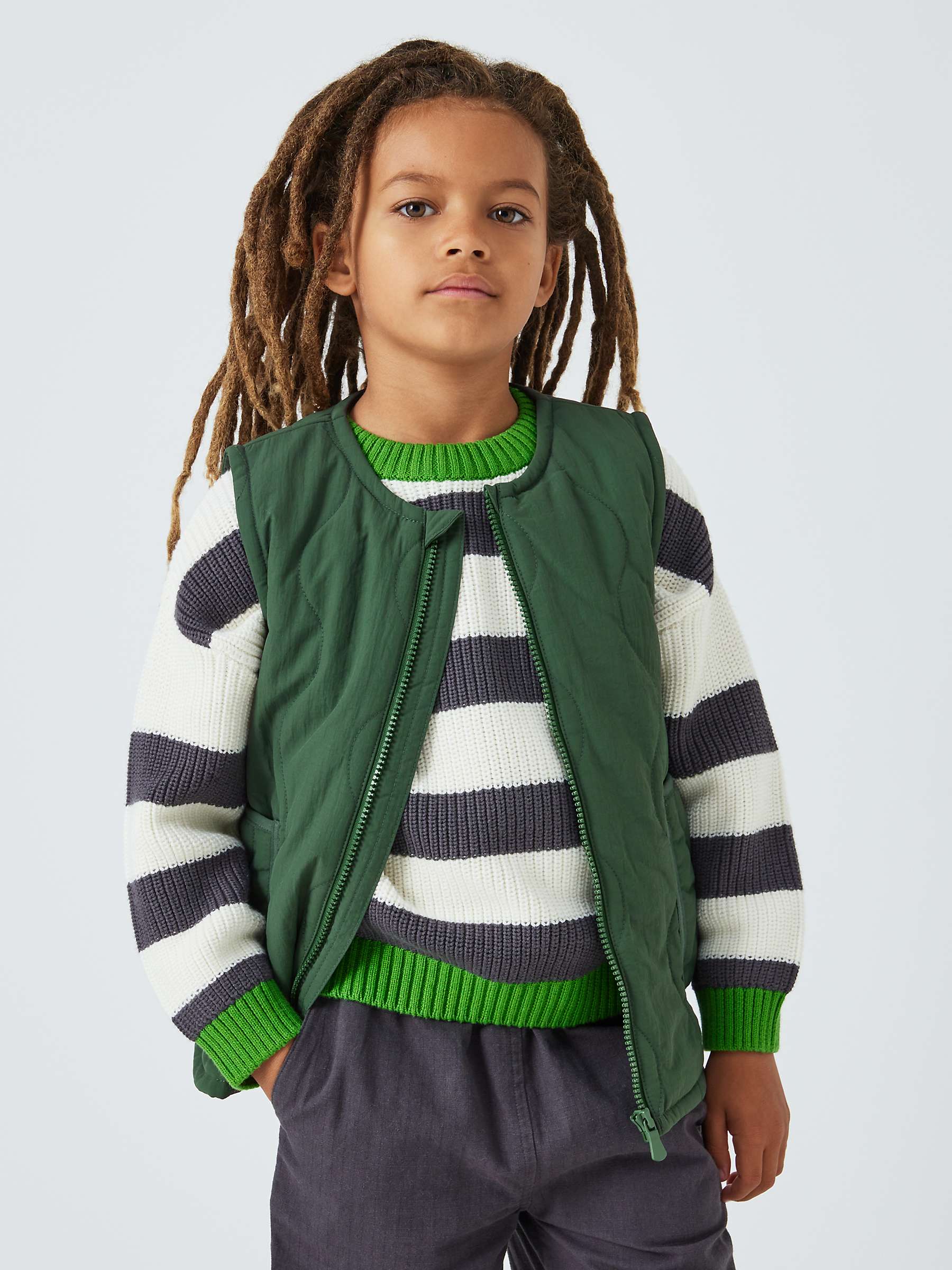 Buy John Lewis ANYDAY Kids' Plain Onion Quilted Gilet, Khaki Online at johnlewis.com
