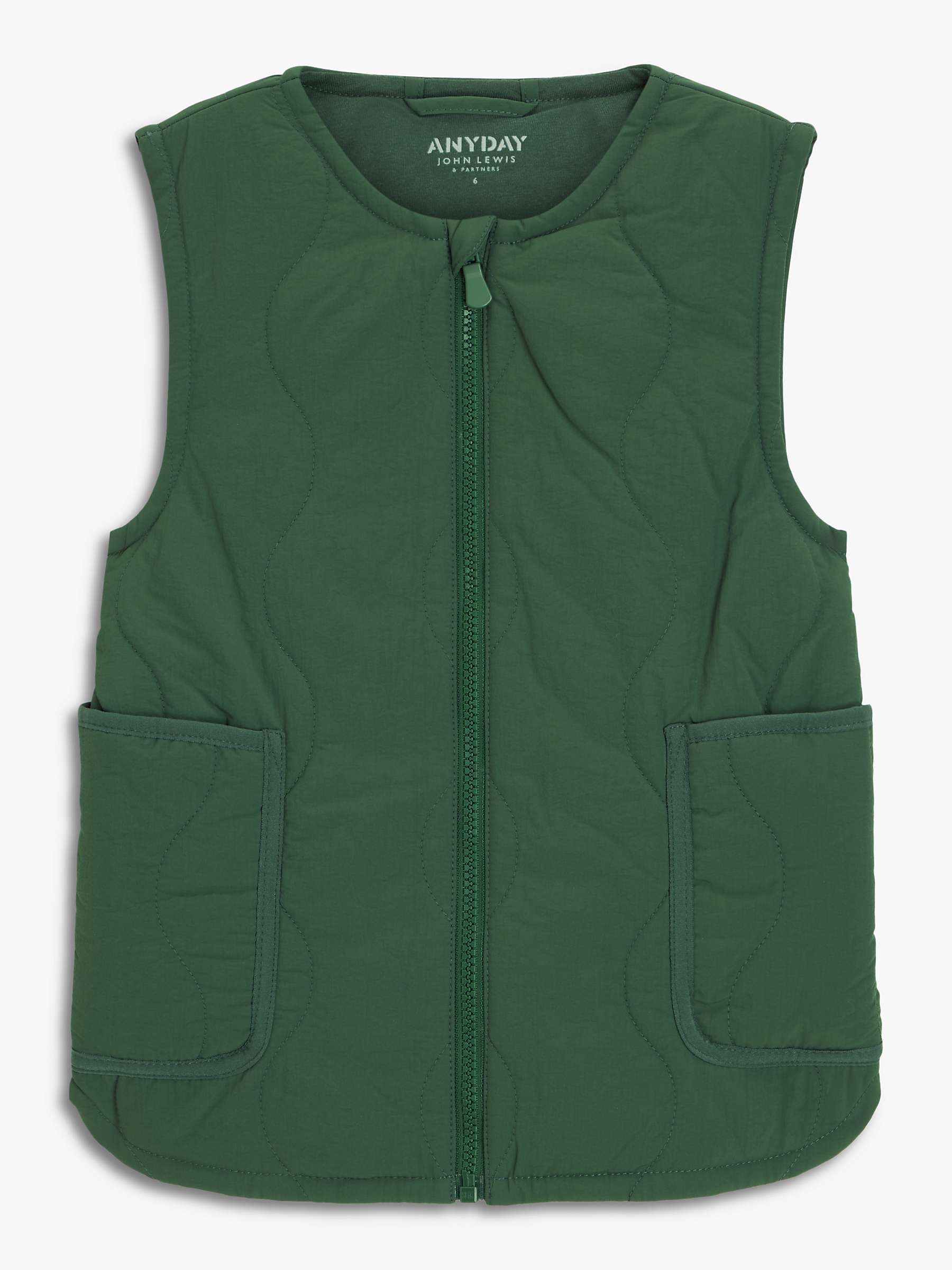 Buy John Lewis ANYDAY Kids' Plain Onion Quilted Gilet, Khaki Online at johnlewis.com