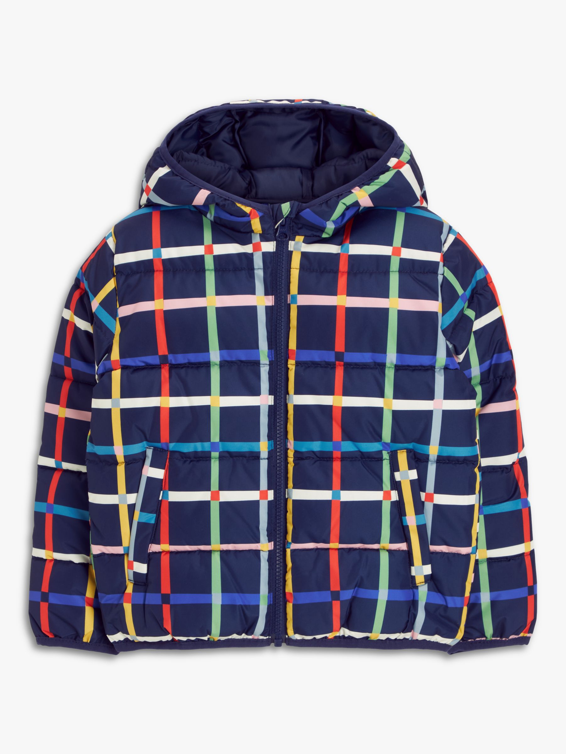 John Lewis ANYDAY Kids' Check Puffer Jacket, Medieval Blue