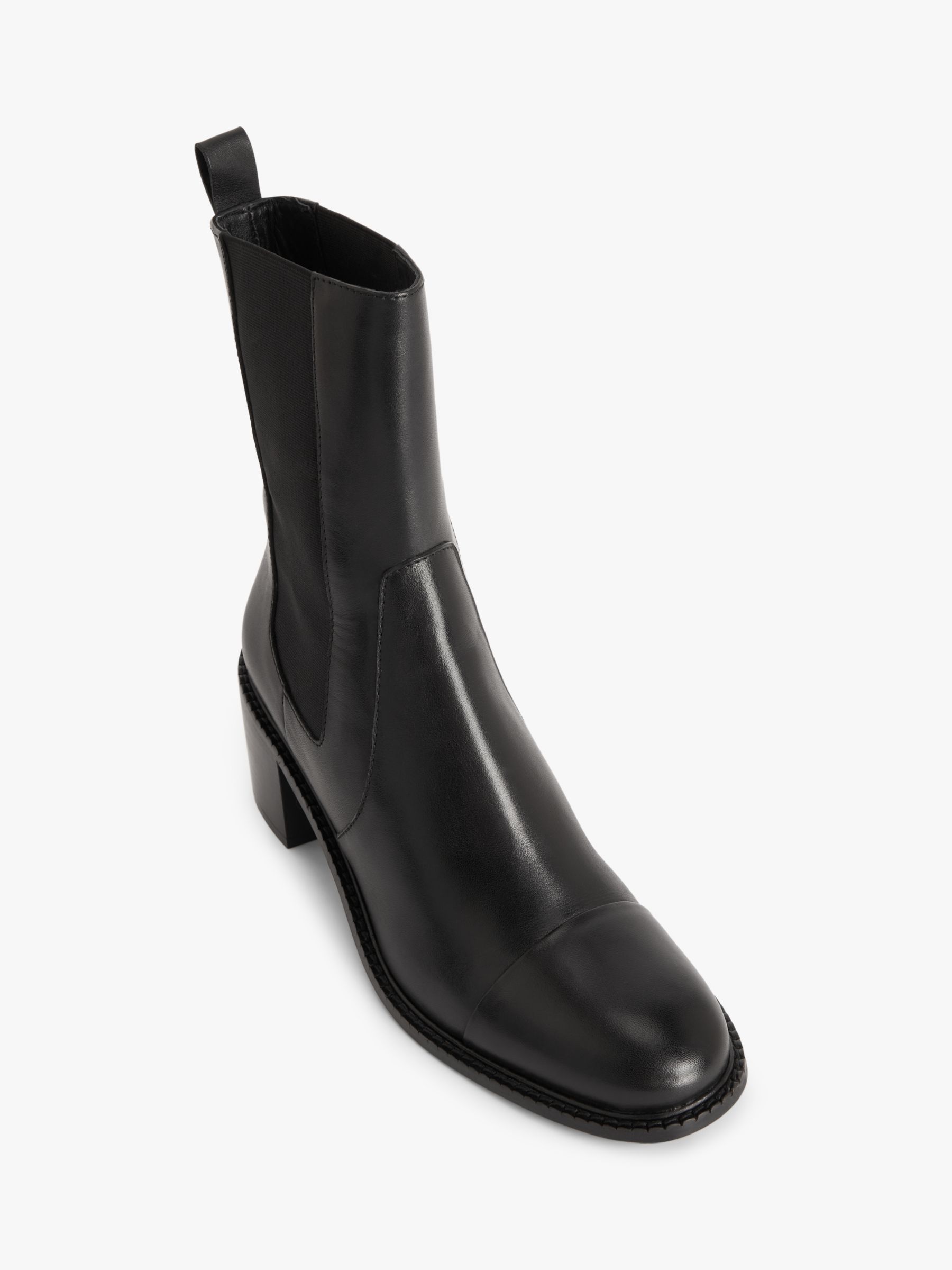 John Lewis Palomino Leather Toe Cap Heeled Chelsea Boots, Black, 6