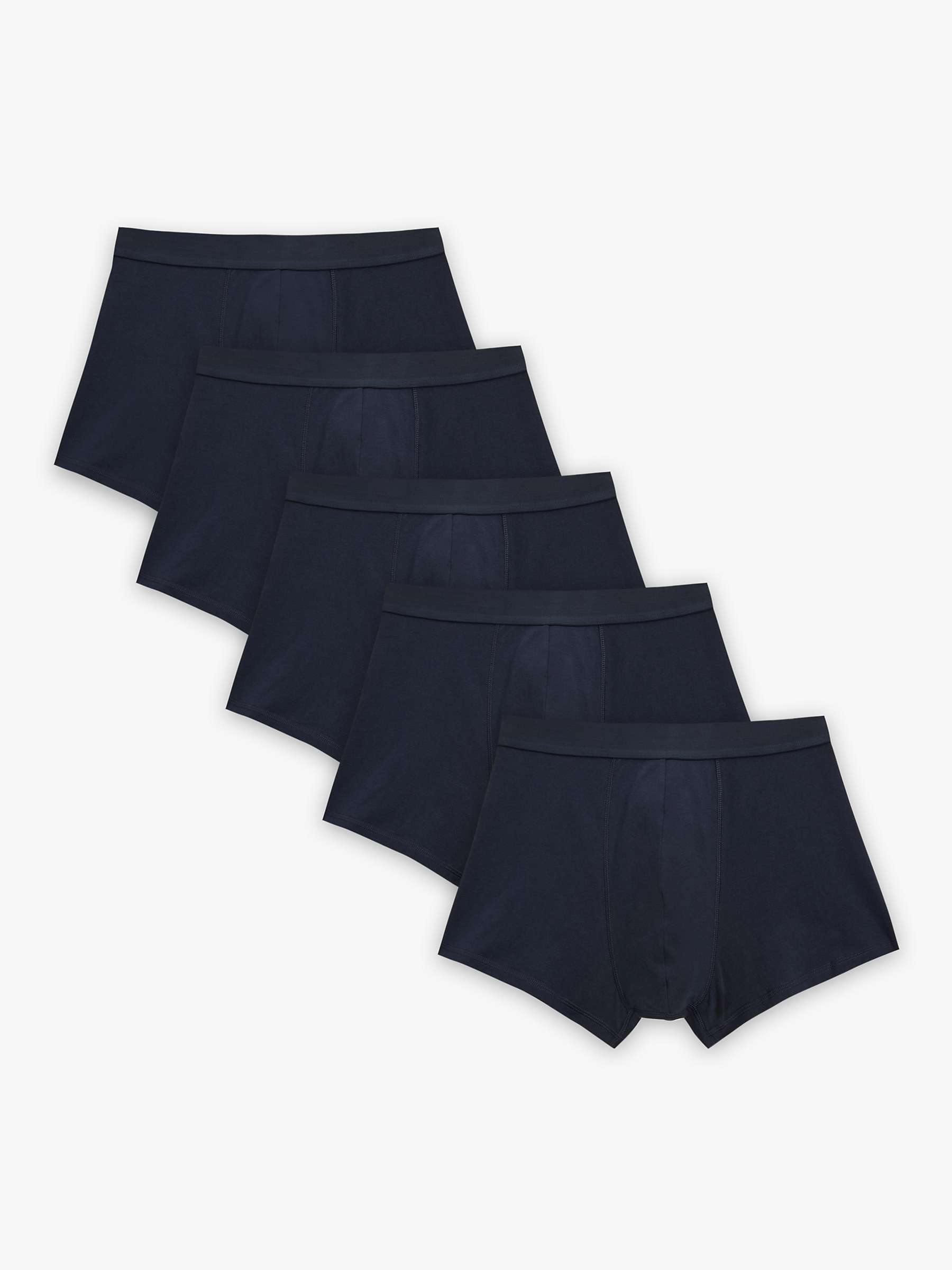 Buy John Lewis ANYDAY Stretch Cotton Plain Trunks, Pack of 5, Navy Online at johnlewis.com