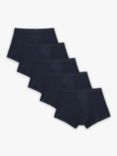 John Lewis ANYDAY Stretch Cotton Plain Trunks, Pack of 5, Navy
