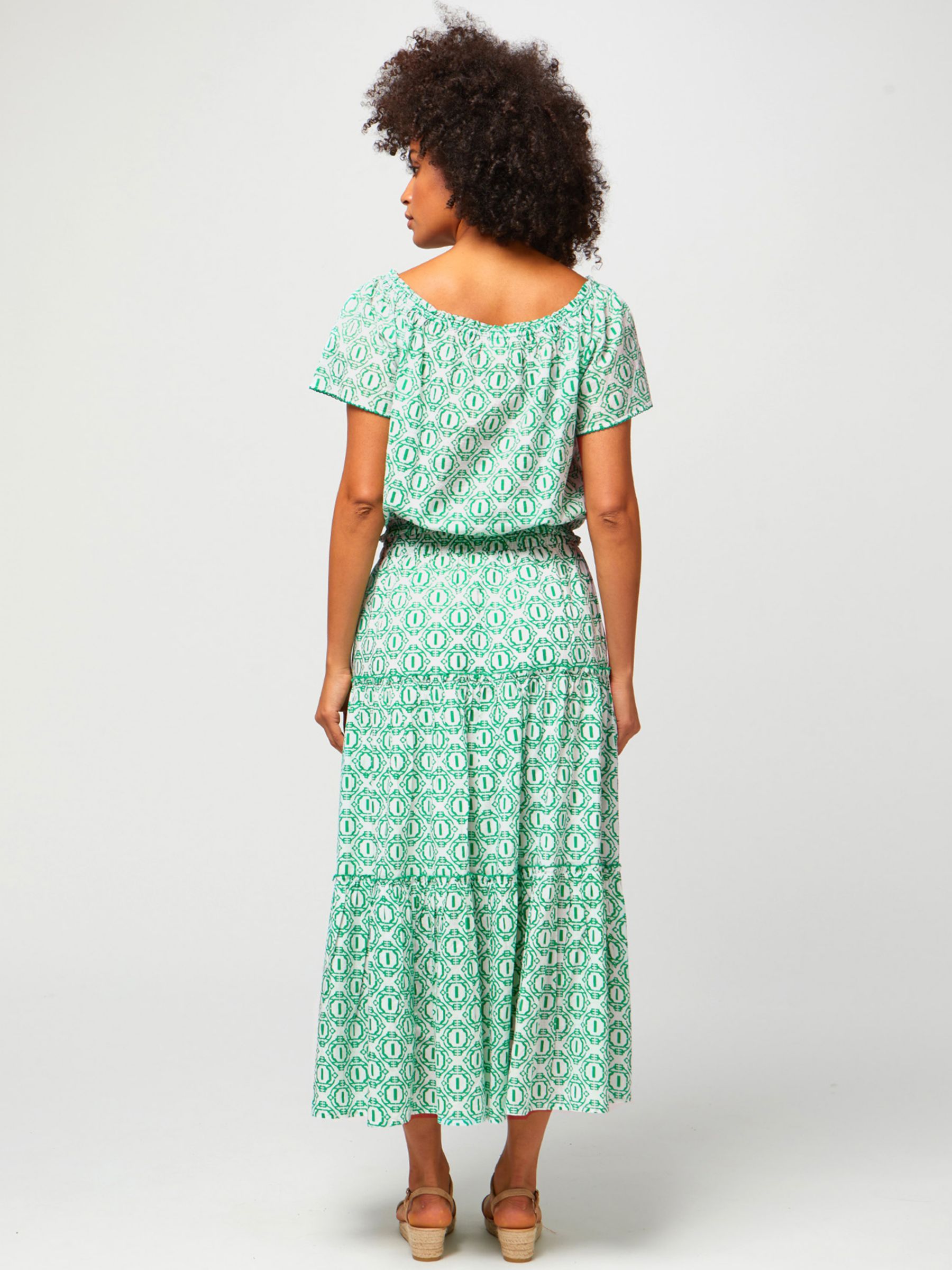 Buy Aspiga Bea Tiered Skirt, Circle Geo Green Online at johnlewis.com