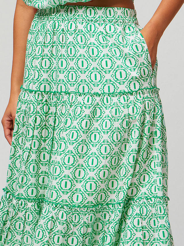 Aspiga Bea Tiered Skirt, Circle Geo Green