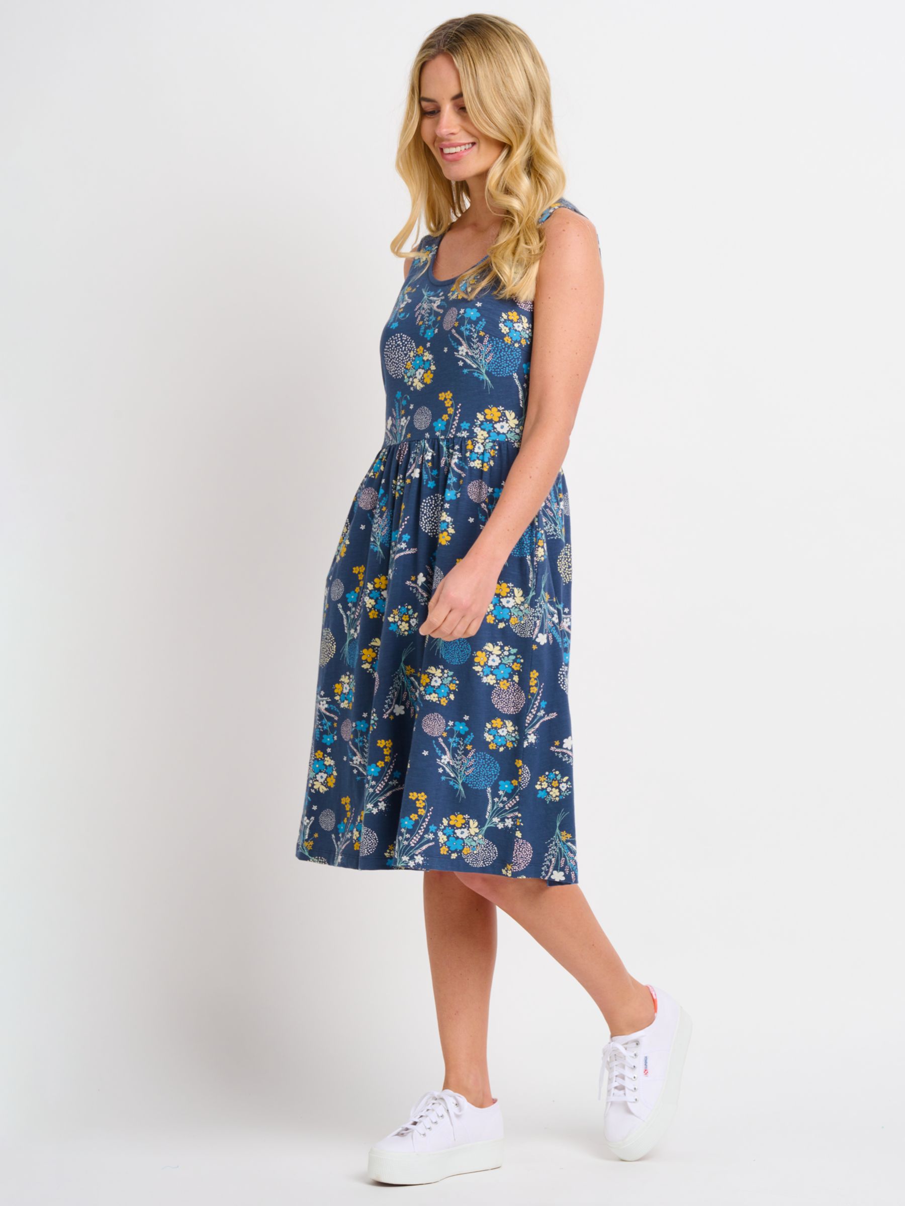 Brakeburn Bursting Blooms Sleeveless Floral Dress, Navy at John Lewis ...