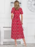 Jolie Moi Rayline Leaf Print Midi Dress, Red, Red