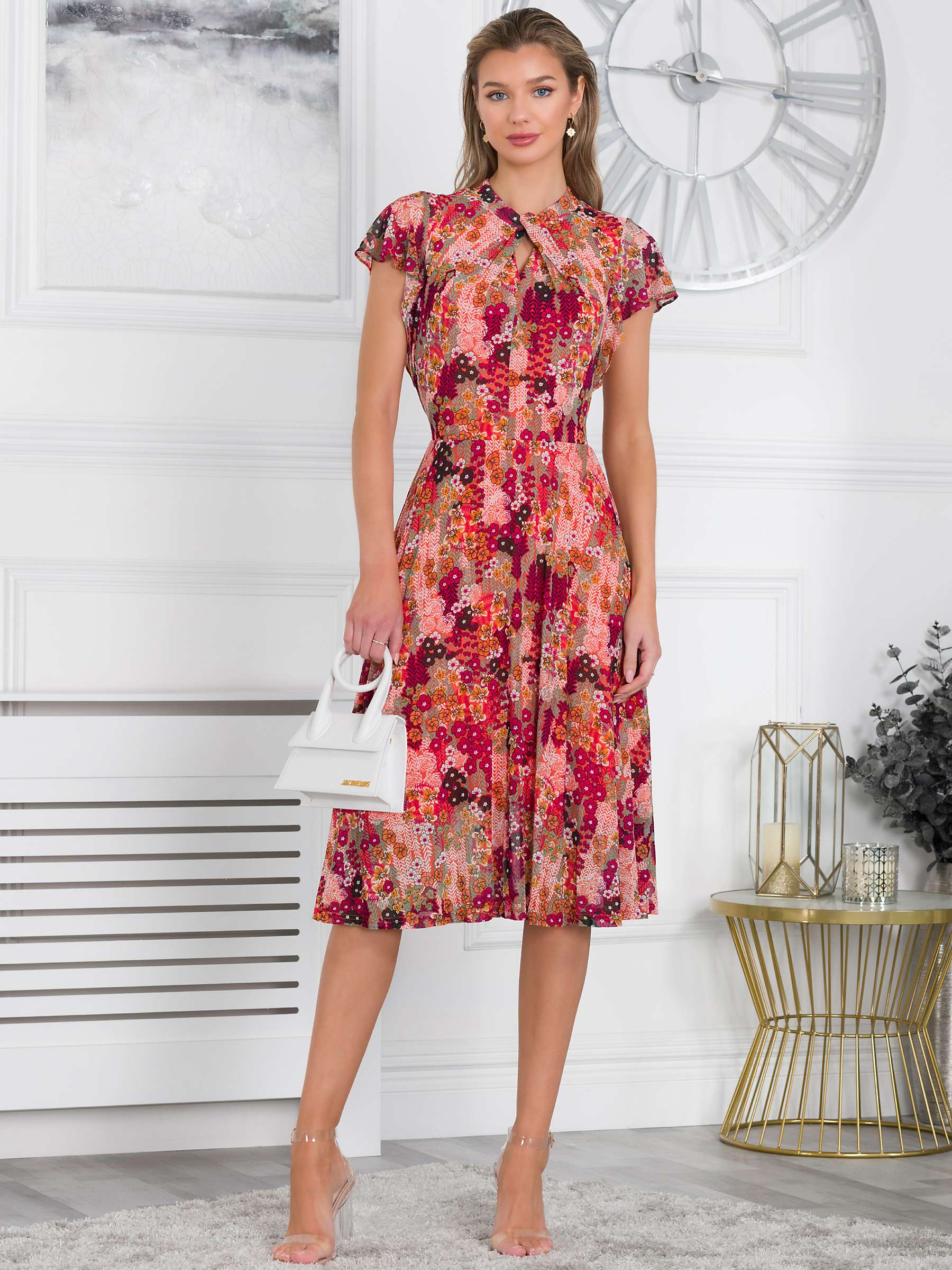 Buy Jolie Moi Rachele Floral Dress, Orange/Multi Online at johnlewis.com