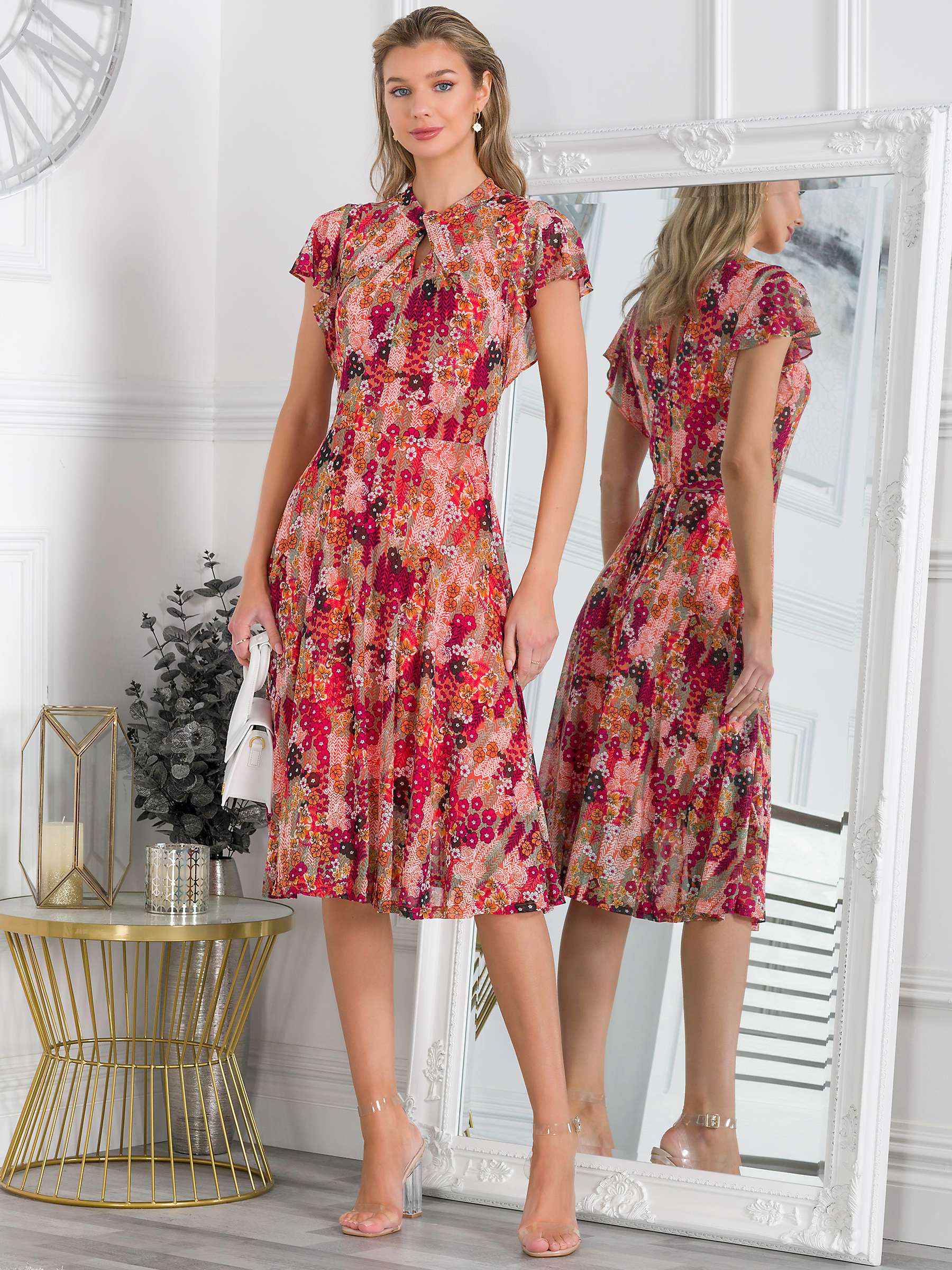 Buy Jolie Moi Rachele Floral Dress, Orange/Multi Online at johnlewis.com
