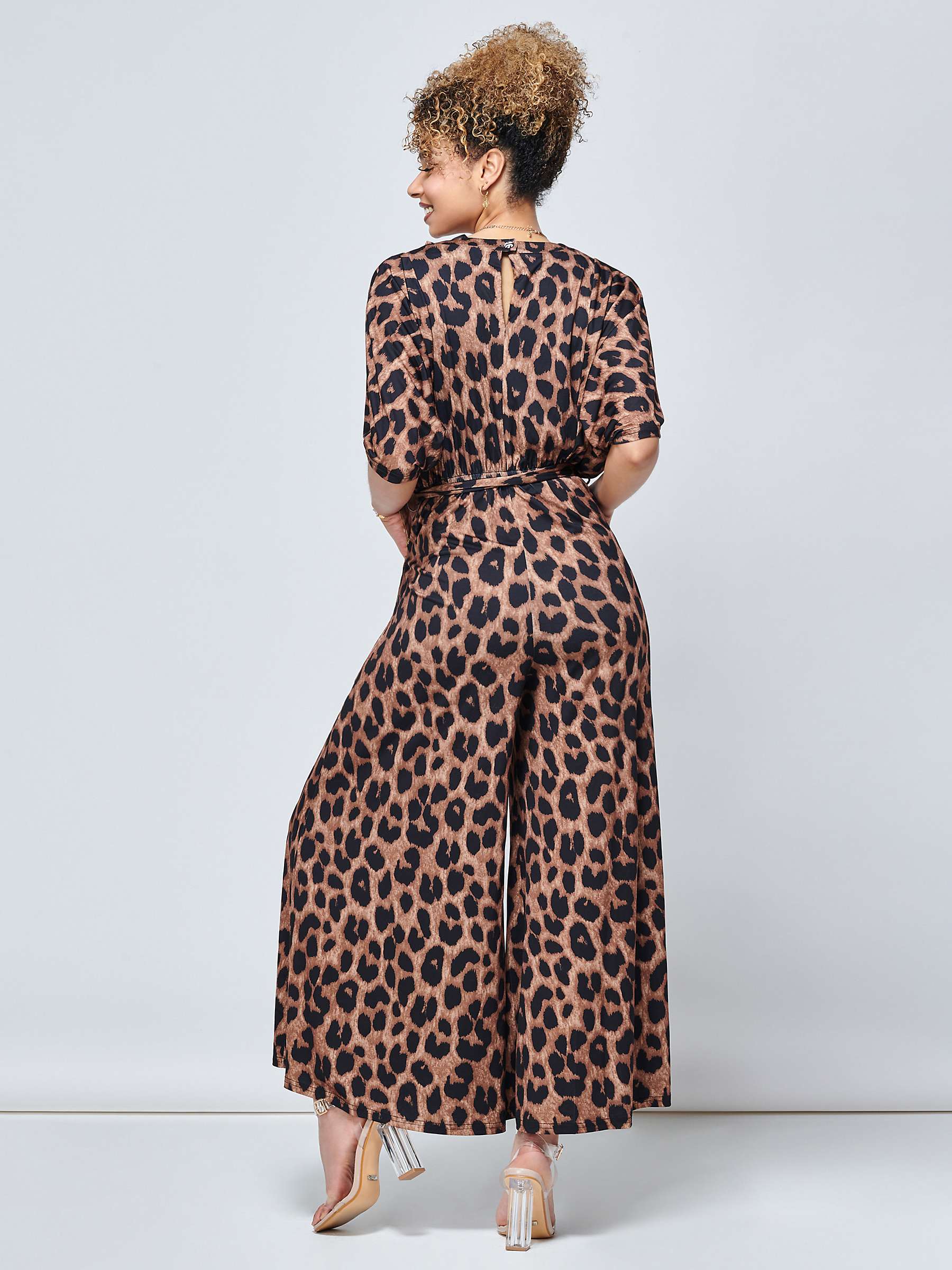 Buy Jolie Moi Bianca Wrap Front Jumpsuit, Brown Animal Online at johnlewis.com