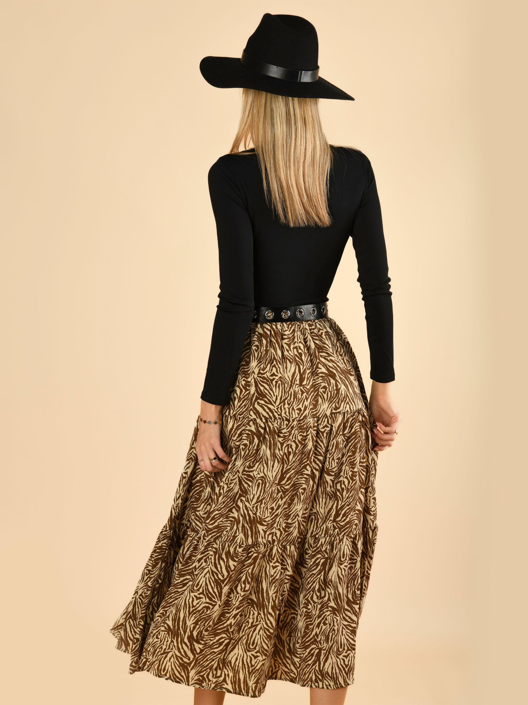 Buy Jolie Moi Sara Tiered Maxi Skirt, Khaki Online at johnlewis.com