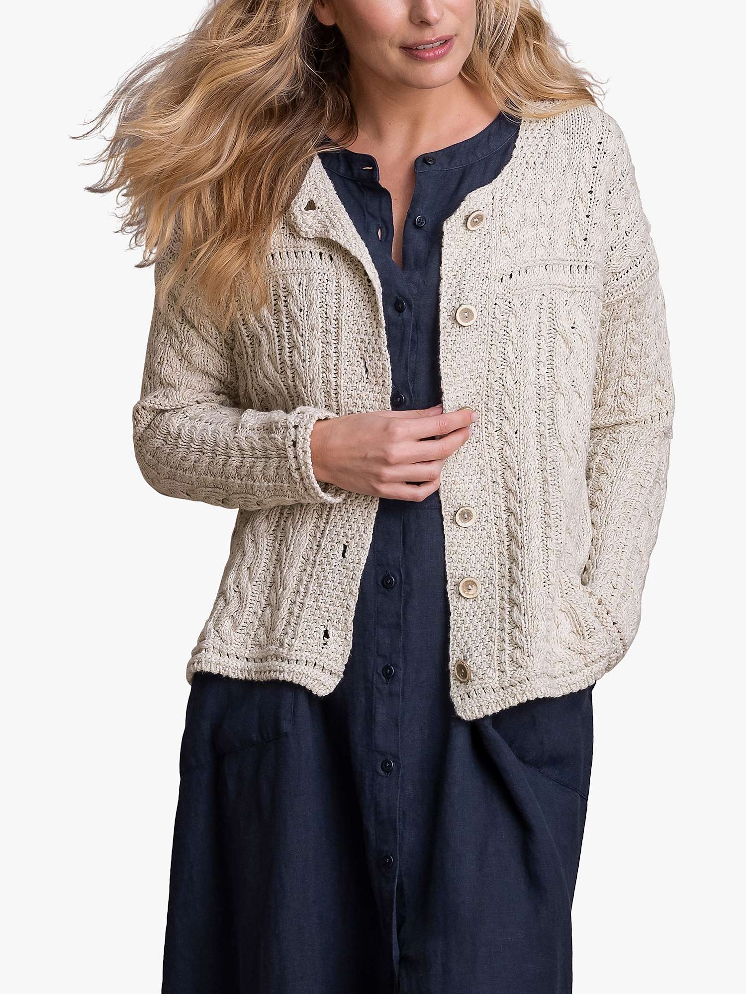 Buy Celtic & Co. Cotton Button Up Cardigan, Oatmeal Online at johnlewis.com