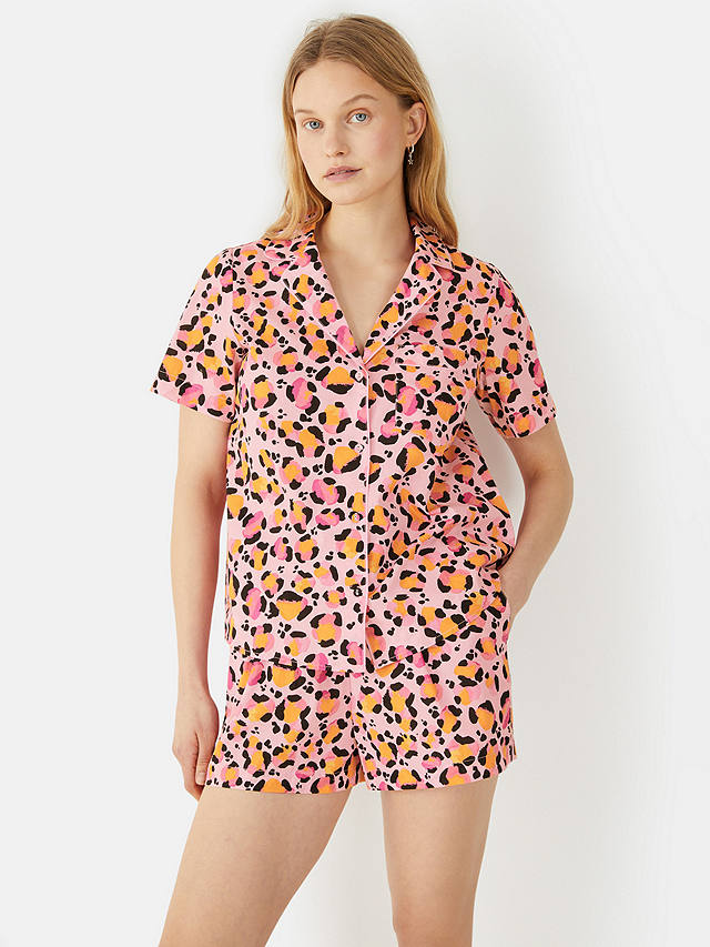 HUSH Maeva Watercolour Leopard Short Shirt Pyjama Set, Multi