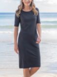 Celtic & Co. Button Back Linen Blend Knee Length Dress, Navy
