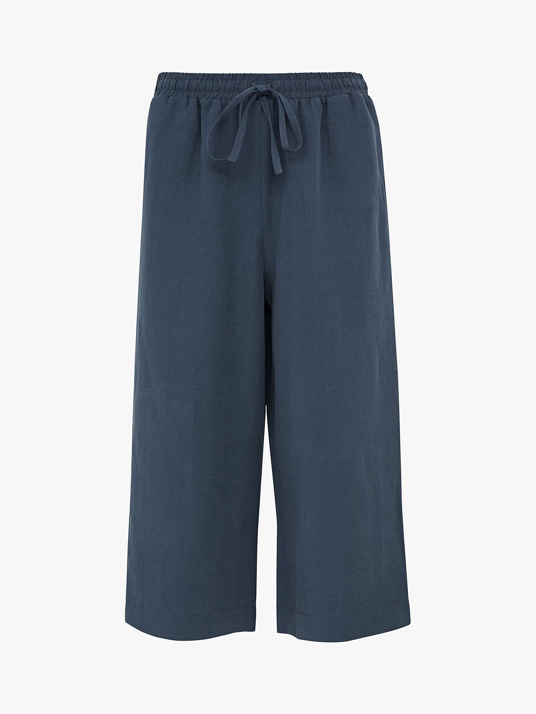 Buy Celtic & Co. Plain Cropped Linen Blend Trousers, Navy Online at johnlewis.com