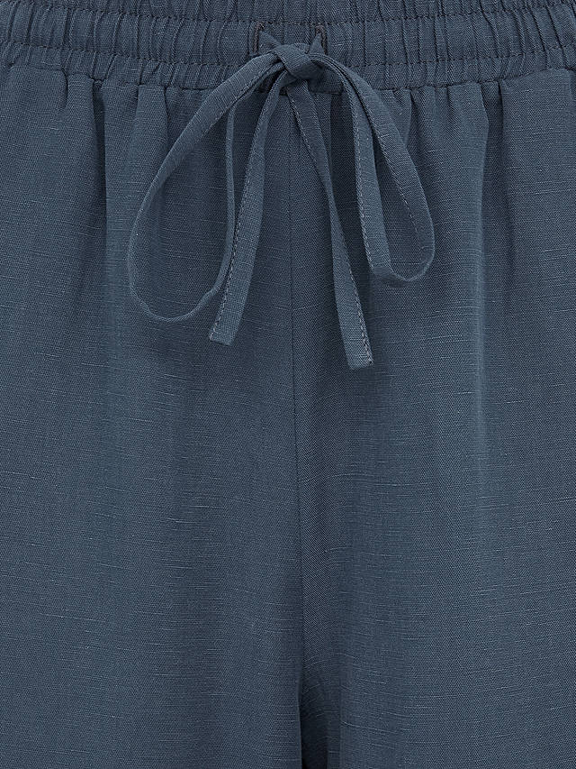 Celtic & Co. Plain Cropped Linen Blend Trousers, Navy