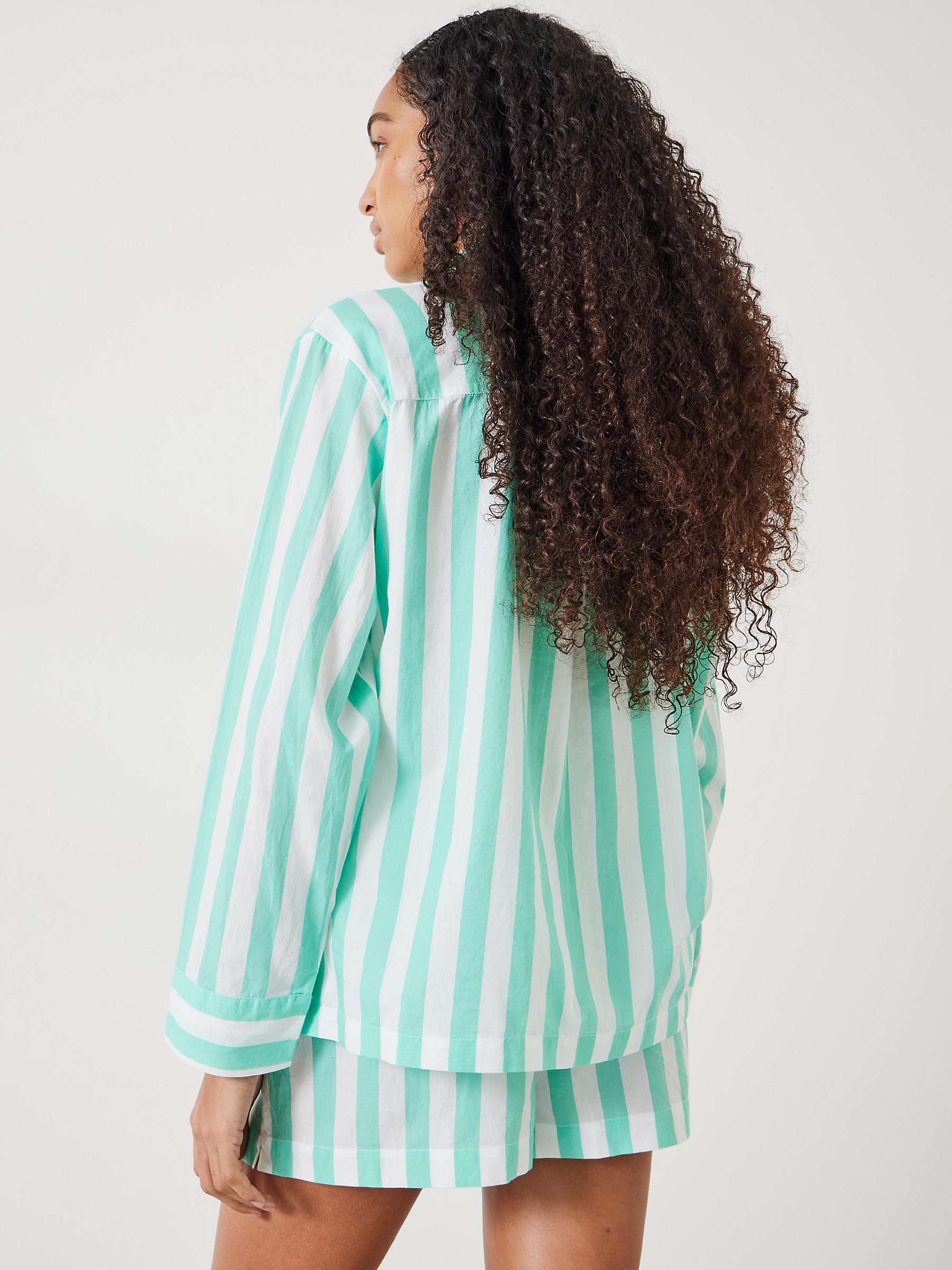 Buy HUSH Clemmie Stripe Short Shirt Pyjama Set, Green/White Online at johnlewis.com