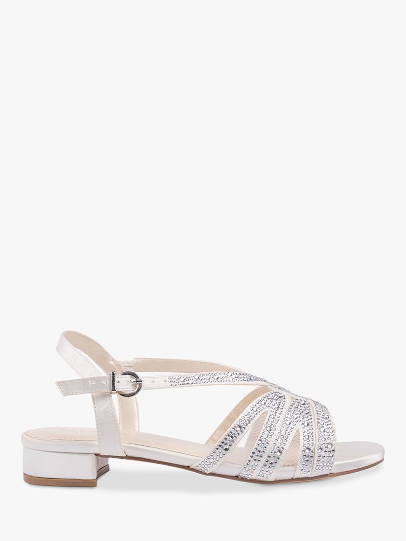 Paradox London Quill Wide Fit Embellished Sandals, Ivory, 3W