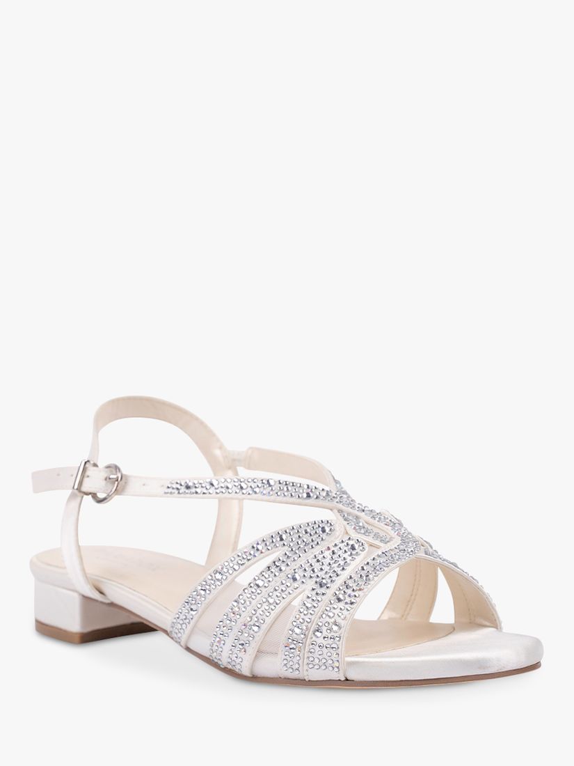 Paradox London Quill Wide Fit Embellished Sandals, Ivory, 3W