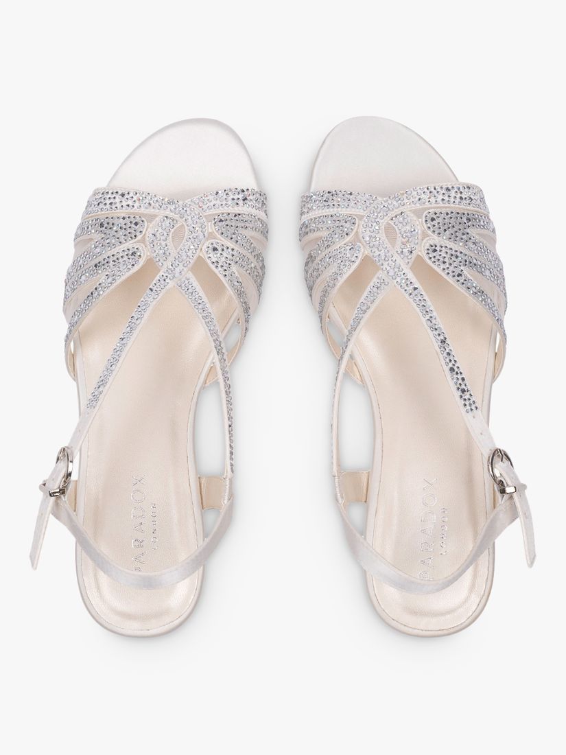 Paradox London Quill Wide Fit Embellished Sandals, Ivory at John Lewis ...
