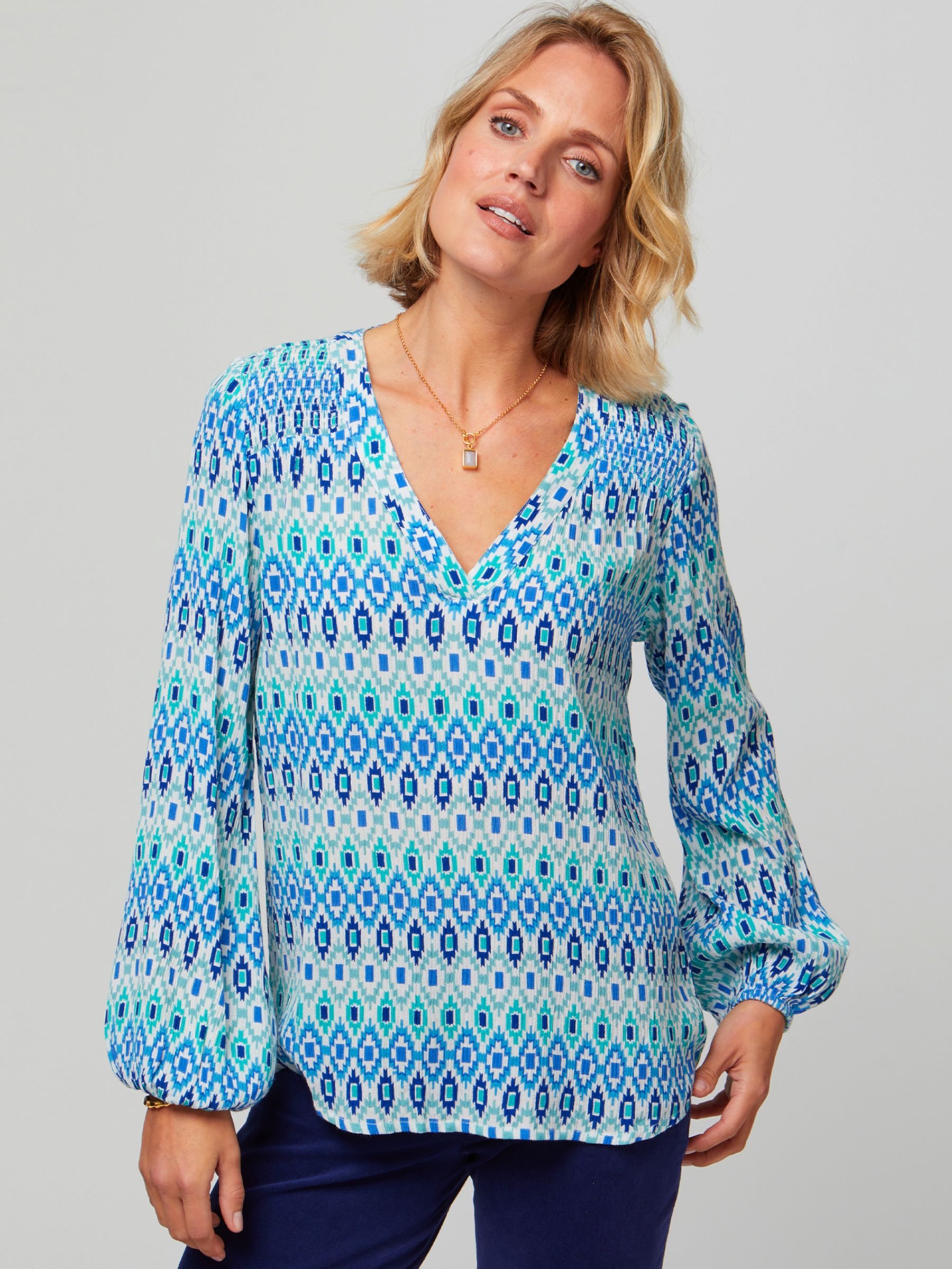 Aspiga Clea V Neck Blouse Aztec Turquoise XXS