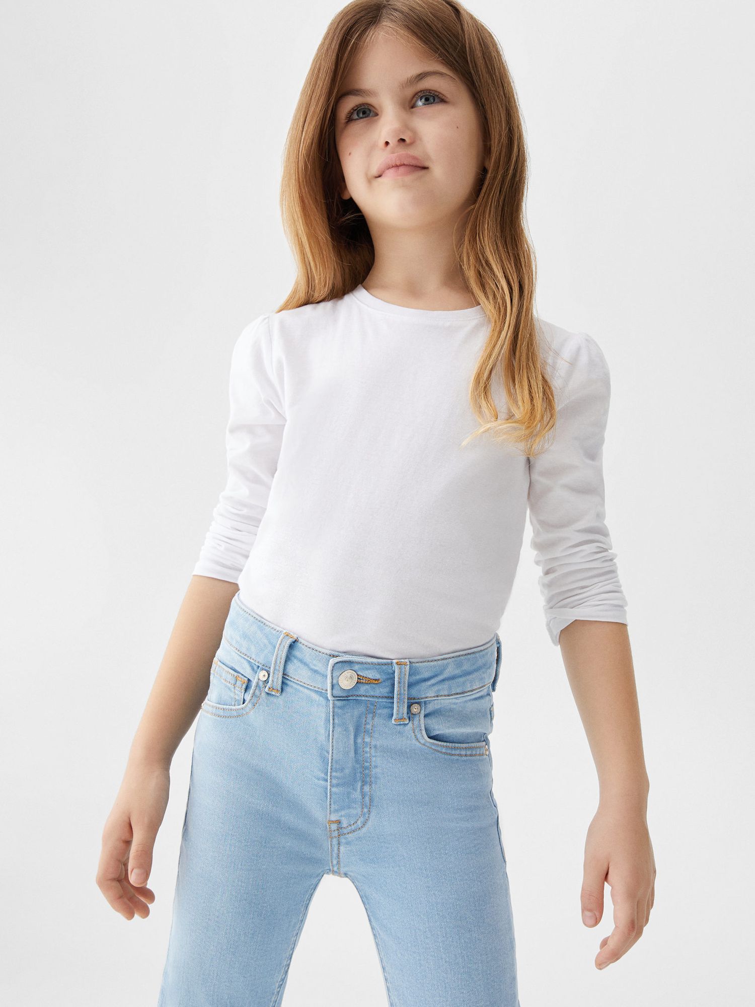 Mango Kids' Skinny Jeans, Light Blue