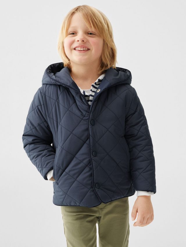 Mango Baby Husky Quilted Jacket, Navy, 9-12 months