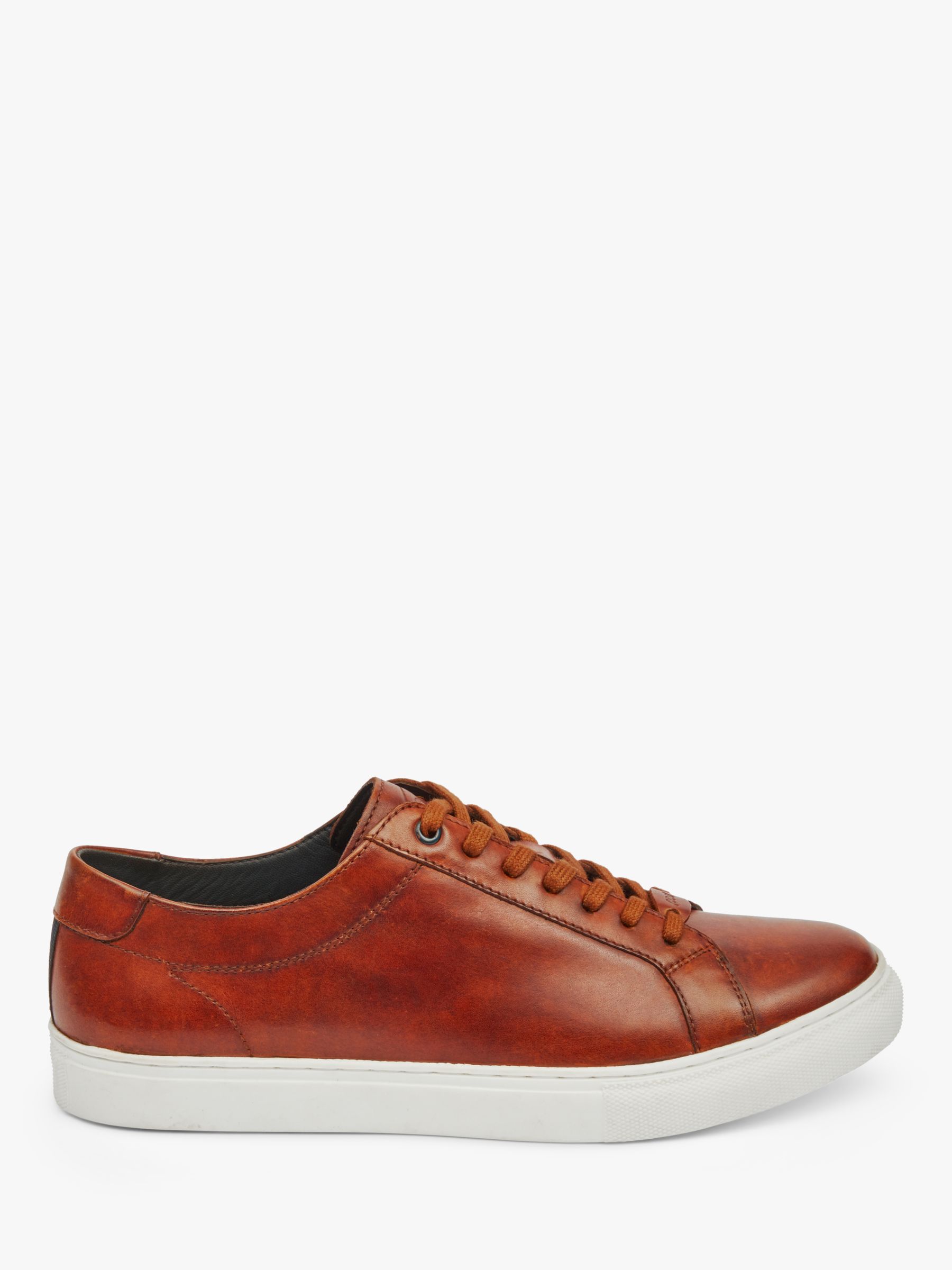 Pod Louis Leather Cupsole Trainers, Chestnut at John Lewis & Partners