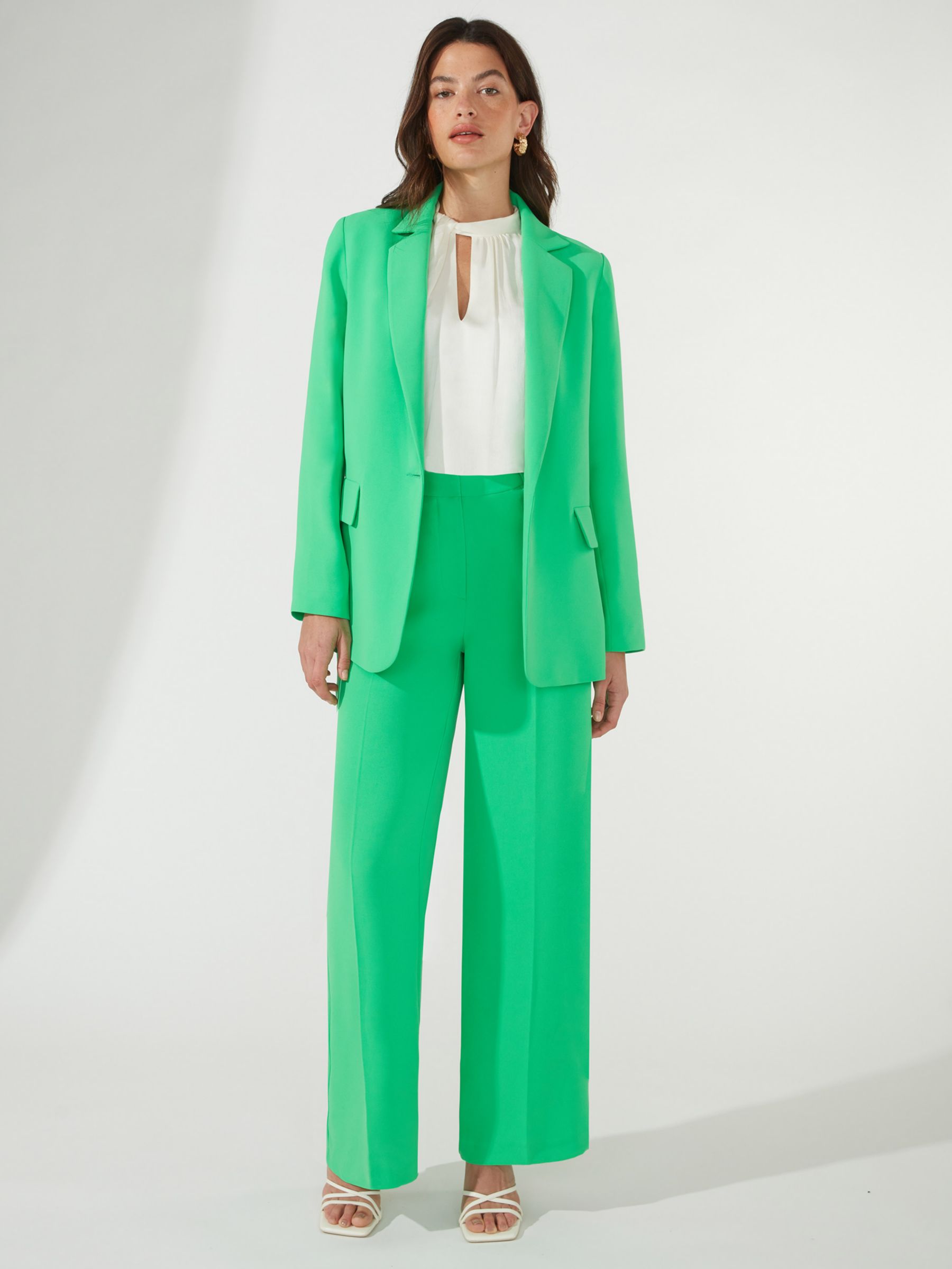 Ro&Zo Wide Leg Suit Trousers, Green at John Lewis & Partners