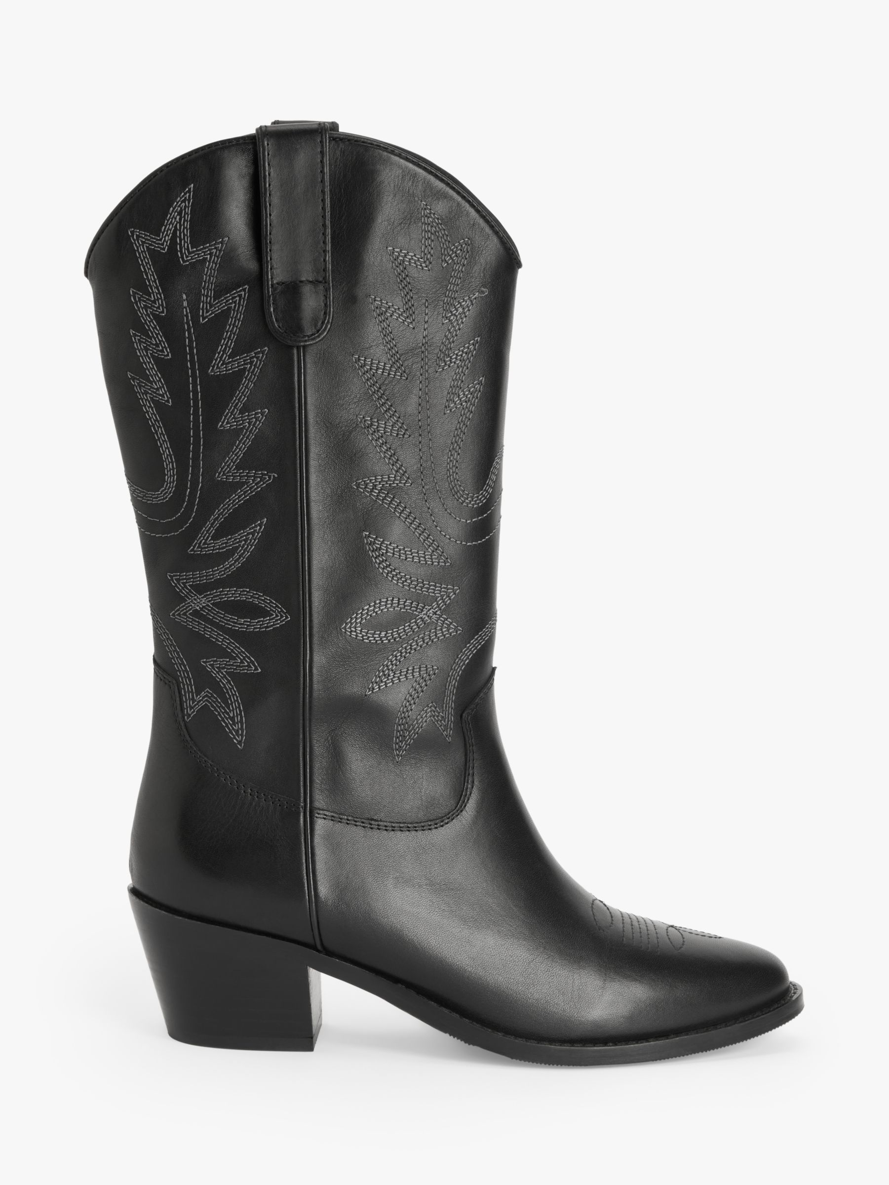 AND/OR Thorn Leather Embroidered Long Western Boots, Black at John ...