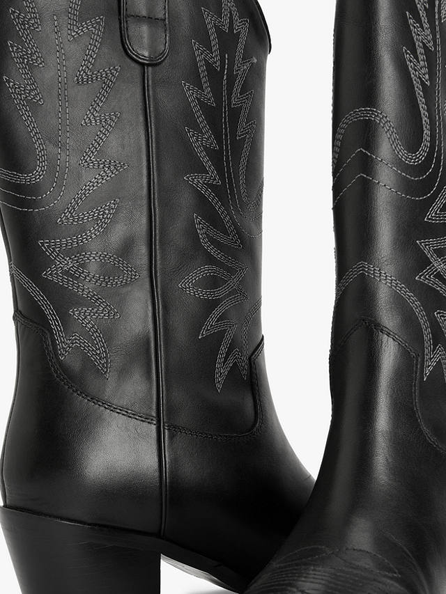 AND/OR Thorn Leather Embroidered Long Western Boots, Black