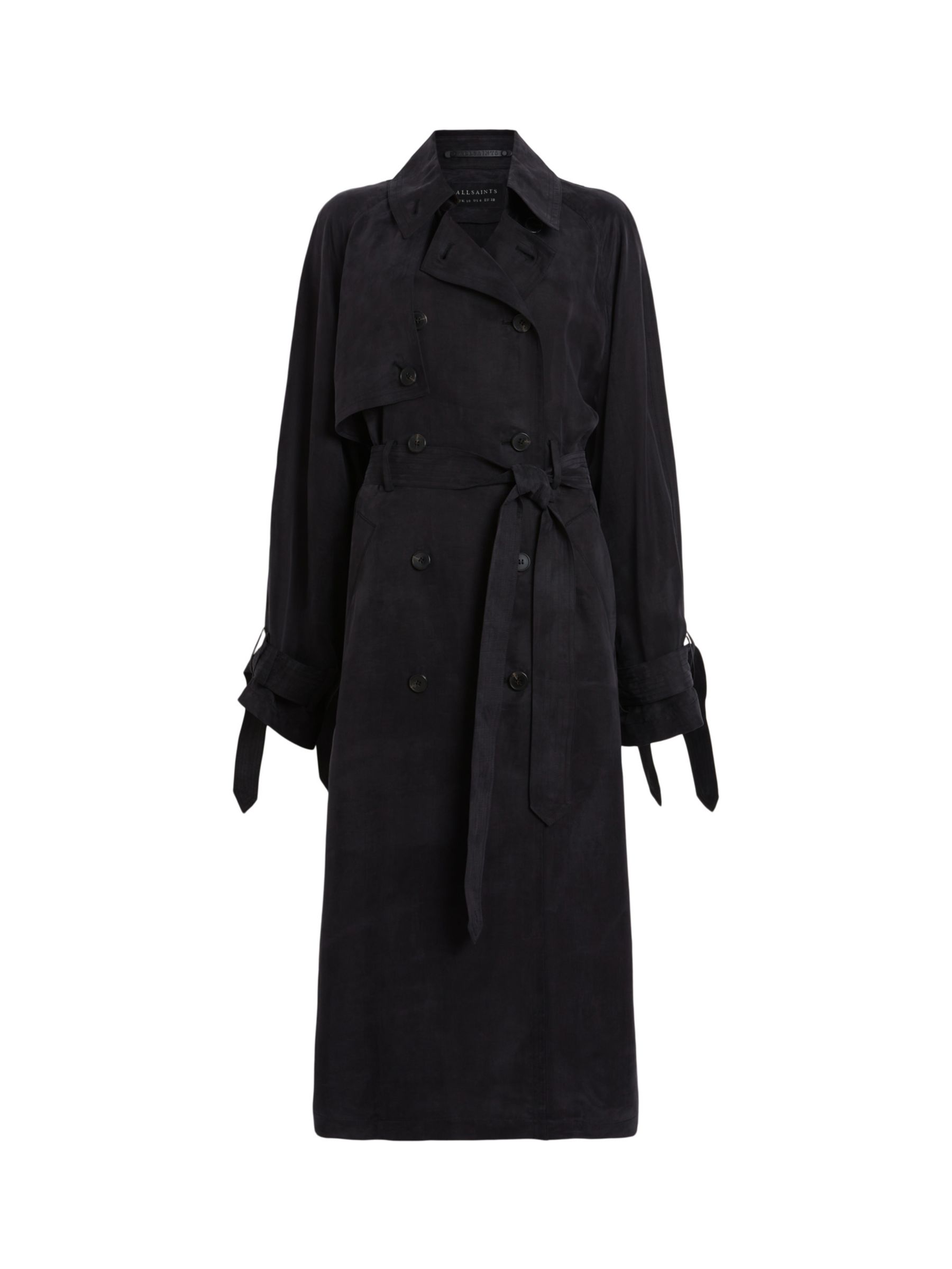 AllSaints Kikki Trench Coat, Black at John Lewis & Partners