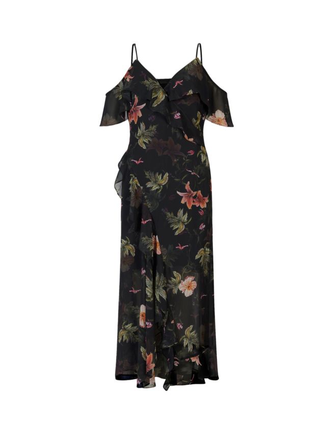 AllSaints Orion Viviana Floral Maxi Dress, Black, 4